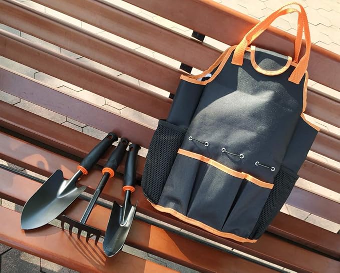 Unusual Gardening Gifts Garden Tool Set 4 Piece Heavy Duty Gardening Tools Set Hand Garden Tool Kit with Large Storage Tote Bag Outdoor Tool Kits for The Gardener Women Men