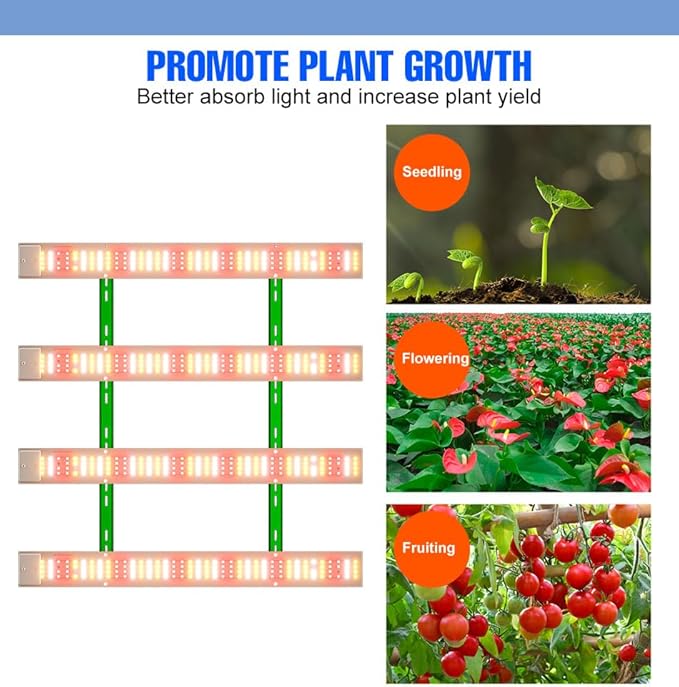 400W Plant Growth Lights 100-277V Indoor Hydroponic System Lamps UV/IR Flowers Moss Seedings Fill Lamp Sunlight Greenhouse Tent Vegs Succulent Fruits Potting Cactus Lighting US Plug with Hook Hanging