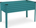 Galvanized Raised Garden Beds Outdoor with Legs // 48×24×31in Elevated Planter Box for Vegetables Flowers (Turquoise) // Large Metal Garden Bed for Backyard Patio Gardening