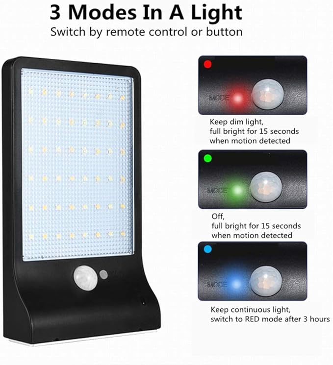 Landscape Lights Outdoors Solar Light 48 LEDs PIR Motion Sensor Solar Powered Lamps with Extension Rod for Garden Lighting Waterproof with Pole LED Street Lamp (Black with Pole)