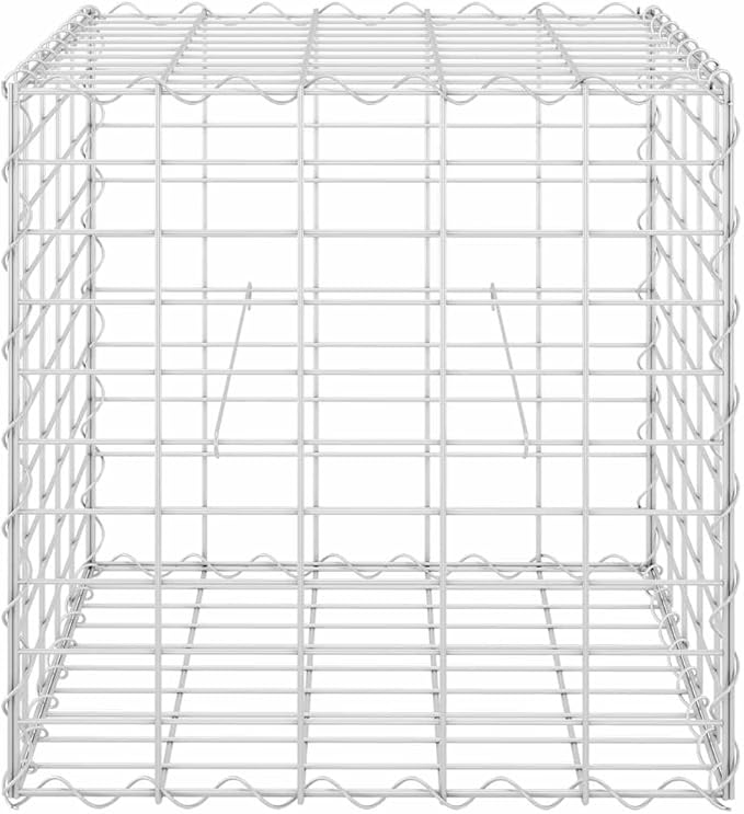 Gabion Raised Bed Silver Steel Wire 19.7 x 19.7 x 19.7 in Durable Gardening Pots &amp Planters 145650