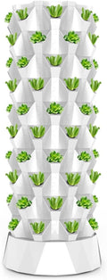 Hydroponic Tower Growing System Garden Hydroponic Growing System Vertical Tower Hydroponics Growing System for Vegetables Aeroponic Tower with Hydrating Pump Seeding Bed &amp Net PotsWhite-80Pot