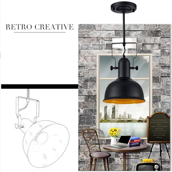 1-Light Industrial Vintage Semi-Flush Ceiling Spotlight Modern Spot Lamp Track Lighting Black/Orange Wall Mount Track Lights for Farmhouse Balcony High Brightness Lamps