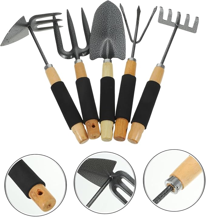 Generic 1set Garden Tools Kit Portable Garden Shovel Rake Gardening Tools Handles for Home Gardening Planting Outdoor Use