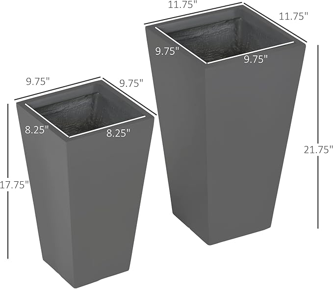 Stackable Plant Pot2 Pack Outdoor Planter SetFlower Pots with Drainage Holesfor PorchEntrywayPatioYardGarden