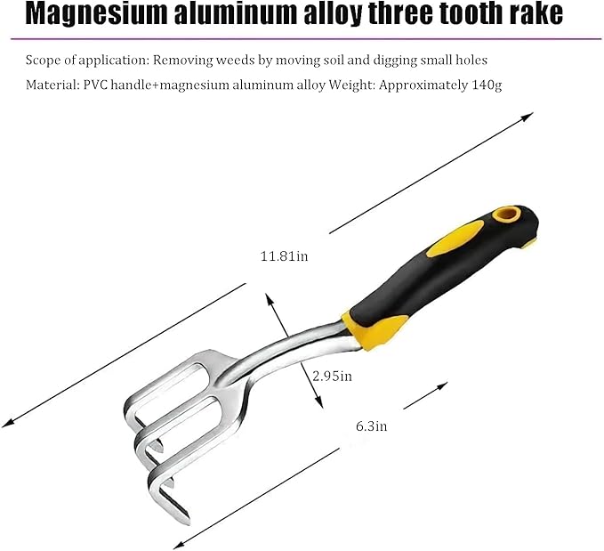 Garden Tool Set with Storage Bag 6-Piece Aluminum Alloy Hand Tools Ergonomic Handles Includes Trowel Pruner Cultivator Fork