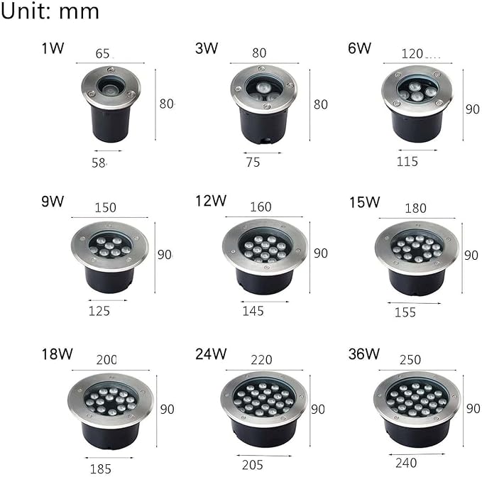 In Ground Spotlights - LED Landscape Lights AC85-265V Outdoor Spotlight Floodlight IP67 Waterproof Outdoor Recessed Spot Light for Garden Yard Construction Lighting(White18W(85-265v))