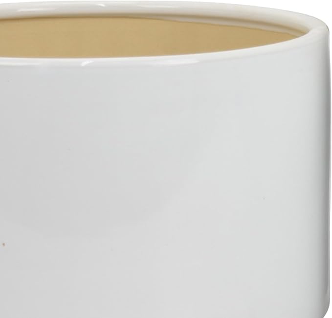 Accent Planter Set of 2 Wide Base White Ceramic