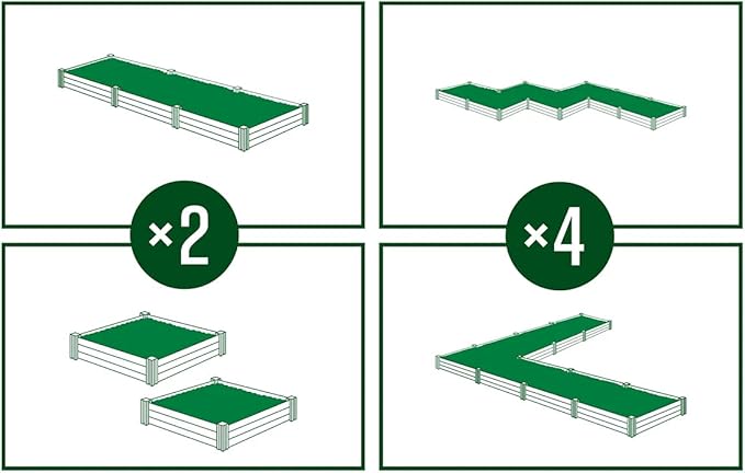 Vita Classic 4 Foot x 4 Foot x 11 inch White Vinyl Raised Modular Garden Bed White PVC BPA and Pthalate Free VT17108
