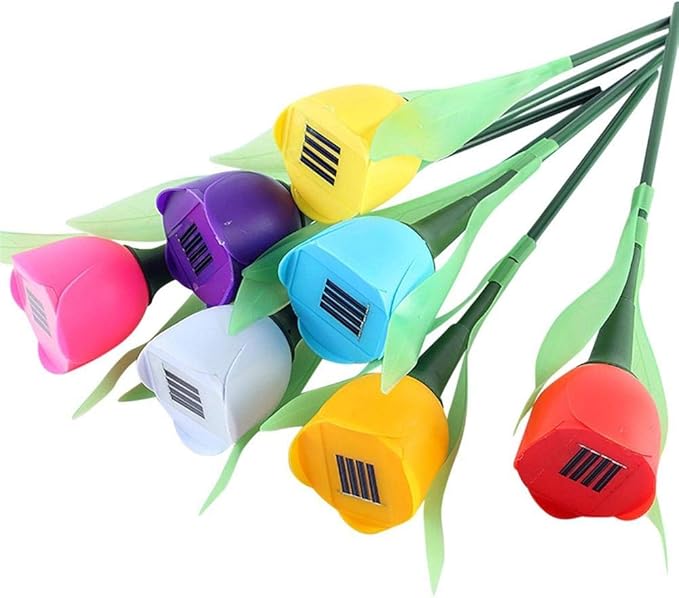 Plant Growing Lamps Solar Light Tulip Flower Lamp Multi-Color Outdoor Waterproof Garden Yard Path Lawn Insert Solar Light 10PC(Yellow)
