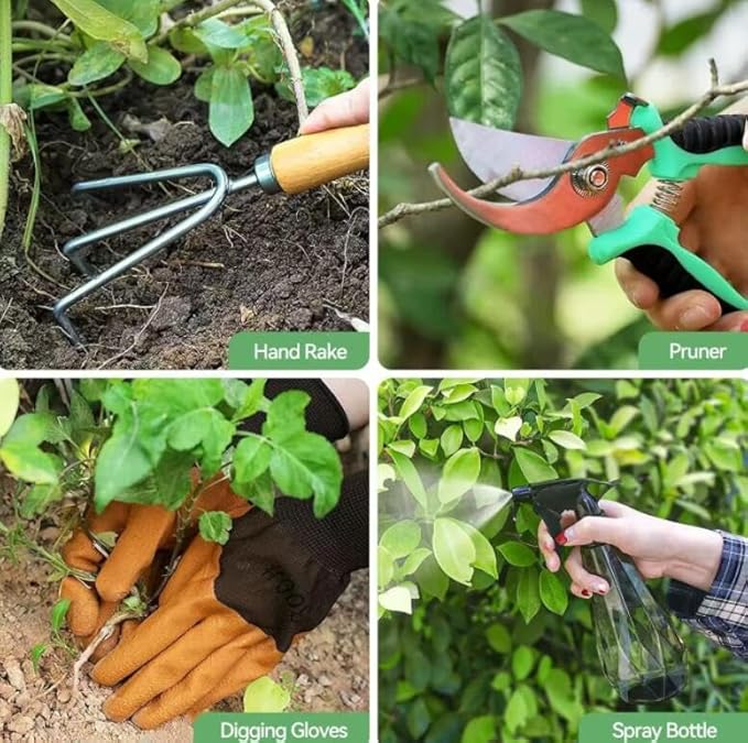 Gardening Tools 9-Piece Heavy Duty Gardening Hand Tools Durable Organizer HandbagRust-Proof Combination Garden Tool Set