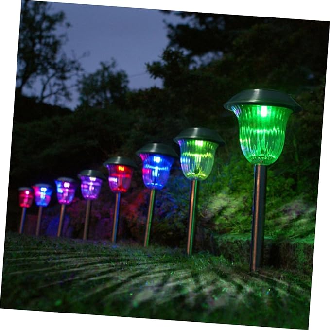 Toyvian 4pcs Led Solar Garden Lights Stainless Steel Lawn Lamp Landscape Lights for Outdoor Decor Easy Install