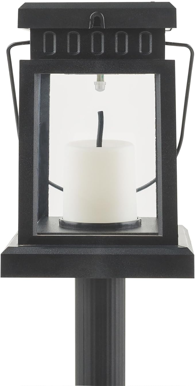 Alpine Corporation 19 Tall Outdoor Solar Powered Hanging or Stake Lanterns Black (Set of 6)