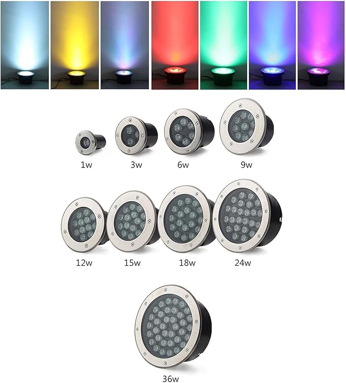 Outdoor Buried Lamp IP67 Waterproof Recessed Landscape Lights Stainless Steel Round Spotlight AC85-265V Low Voltage Floodlight for Villa Patio Lawn Lighting(Green Light6 W)