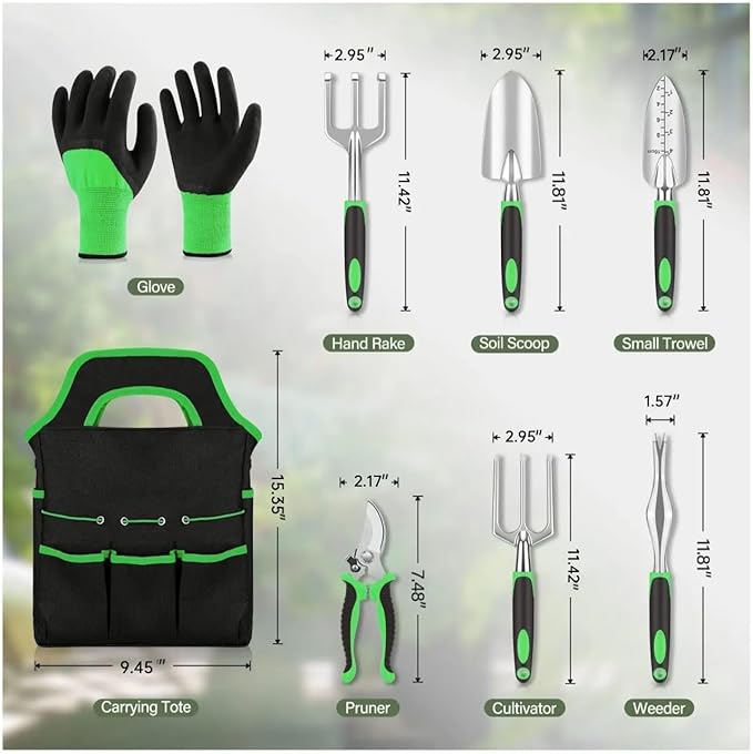 8pcs Pruning Shears Scissors Garden Tool Set Duty Aluminum Weeder Gardening Hand Tools Kit Transplanter Ergonomic Handle
