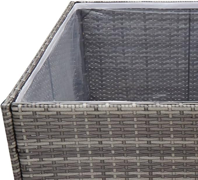 Large Raised Garden Bed Planter Box Outdoor Rectangular Steel Frame Grey Powder-Coated Engineered Wood 61.8 x 31.5 Inch with Drainage for Patio Terrace Garden Modern Plant Display
