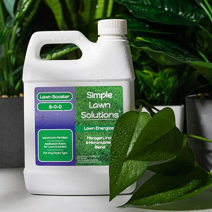 Commercial Grade Lawn Energizer Iron Nitrogen Micronutrient Booster - Liquid Turf Concentrated Fertilizer - Lawn Garden and Indoor Plants - Any Grass Type - Simple Lawn Solutions- 1 Quart