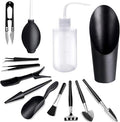 13 Pcs Mini Garden Tool Set Transplanting Tools Succulent Care Kit for Miniature Gardening Plant(Black)