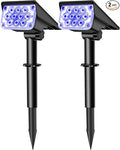 20 LEDs Solar Spotlights OutdoorIP65 Waterproof Solar Powered Landscape Spotlights 2-in-1 Wall Light Outdoor Solar Landscaping Lights Auto On/Off for Yard Garden 2Pack (Blue)