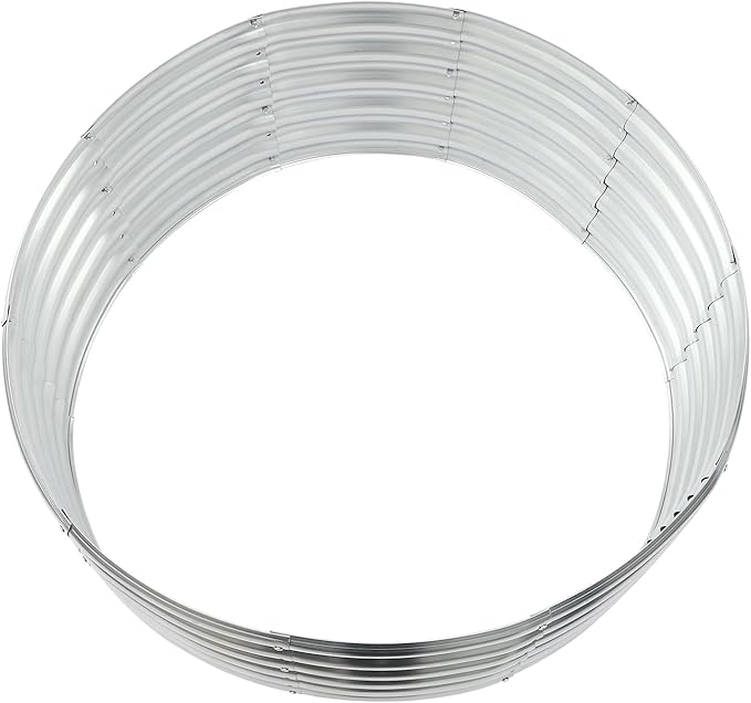 CNCEST 17'' Tall Round Raised Garden Bed Kit42 Diameter Outdoor Metal Flower Beds Planter Box Patio Ground Planter for Planting Vegetables Flowers Herb (Silver)