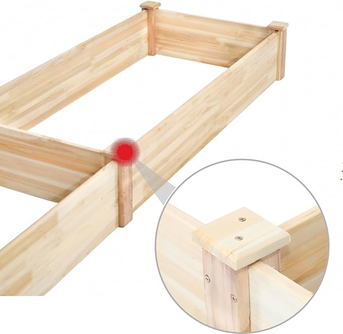 8x2ft Outdoor Wooden Raised Garden BedElevated Planting Planter Box for Vegetables/Garden/Lawn/PatioNatural Wood 96 x 24 x 9in
