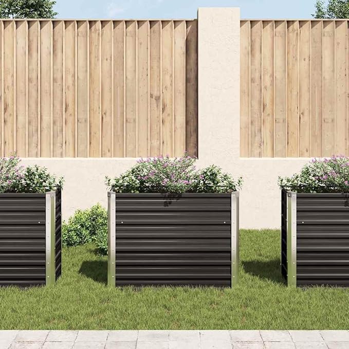 Raised Garden Bed 39.4 x 15.7 x 30.3 Galvanized Steel Elevated Planter Box for Flowers Vegetables Herbs - Durable Outdoor Raised Beds for Garden Patio Balcony Yard