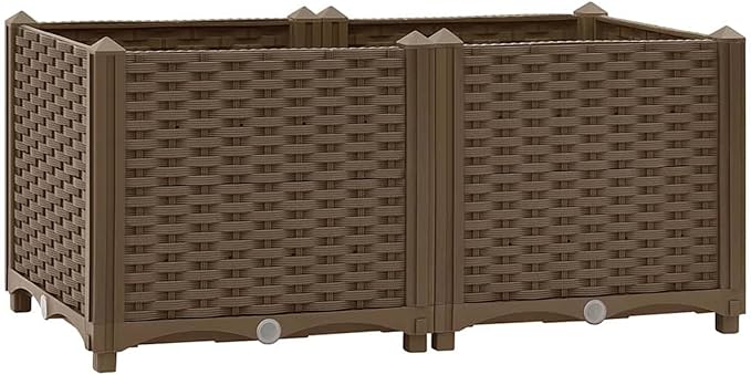 Elegant Raised Planter Bed - Large Capacity for Plants Vegetables Herbs and Flowers - Brown Polypropylene - 80 x 40 x 38 cm - Easy Assembly Required