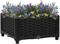 Square Raised Garden Planter Box 15.7x15.7x9.1 in Matte Black UV Stable Polypropylene Outdoor Planter for Balcony Patio Herb Flower Vegetable Garden Spaces