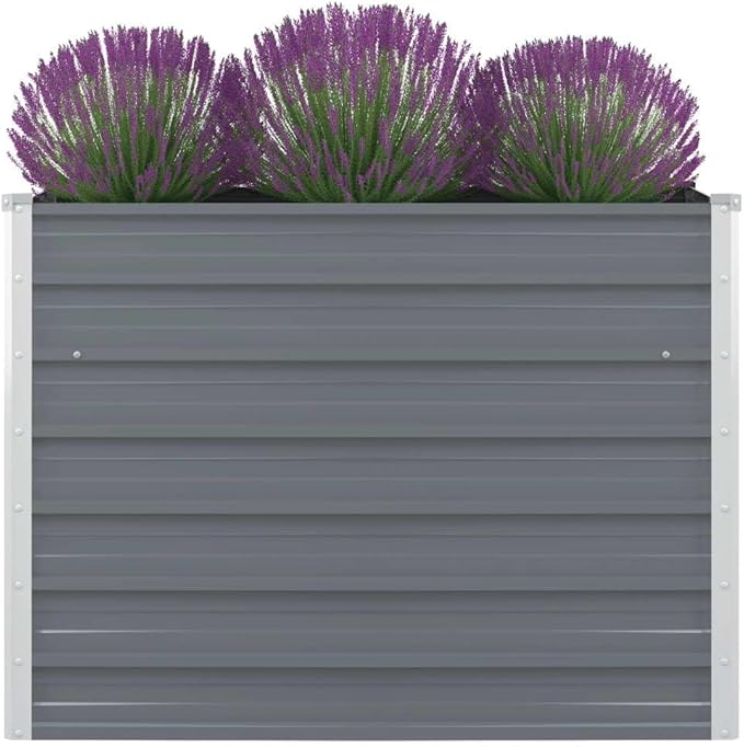 Raised Galvanized Garden Bed - 39.4 Steel Square Planter for Welded Landscape Patio Balcony - Durable Fencing Walls for Outdoor Gray Finish Cages