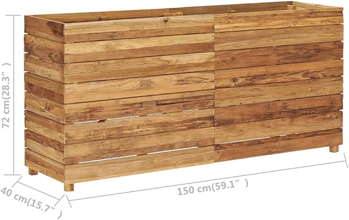 Elevated Garden Bed Planter Box | for Organic Herbs Vegetables Plants Flowers | Outdoor Planters Raised Bed 119.6x15.7x28.3 Recycled Teak and Steel [Lightning Shipping]