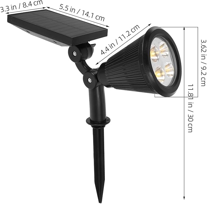 Homoyoyo Solar Outdoor Spot Lights 4led Warm White Landscape Lighting for Garden Yard Pathway Waterproof Solar Powered with 3 Modes