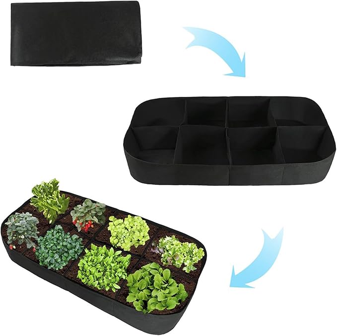 hatleues 2Pcs Rectangle Plant Grow Bags Fabric Raised Garden Bed for VegetableOutdoor Gardening Container Breatheable Cloth Raised Planters for Indoor and Outdoor 2pcs Large