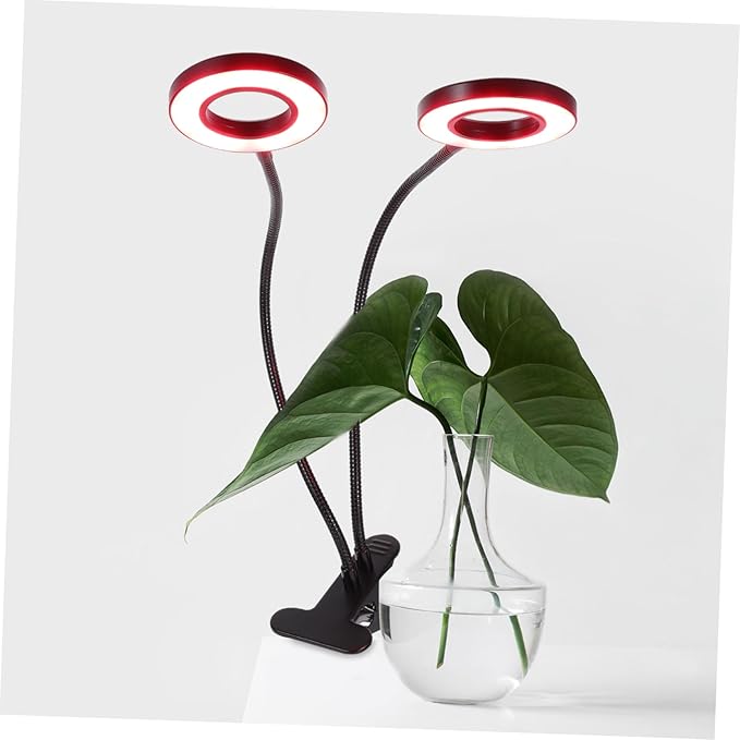 LED Grow Light Clip for Indoor Plants Adjustable Dual-Head Timer 5V Dimmable Plant Growth Lamp for Greenhouse Use