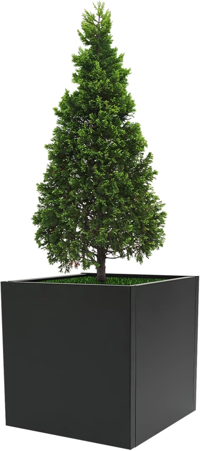 Metal Planter Box 32x32x32 Large Square Raised Garden Bed for Outdoor Vegetables Flowers Herbs Black Metal Decorative Planting Container for Patio Yard Balcony Landscaping Durable for Home Gardeners