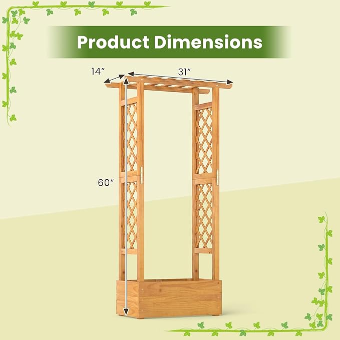 Wooden Flower Rack Raised Garden Bed &amp Double-Sided Grid Fir Tree Planting Box with Drainage Holes &amp Bottom Gap for Flowers Suitable for Decoration Garden (No Base Panel 2)