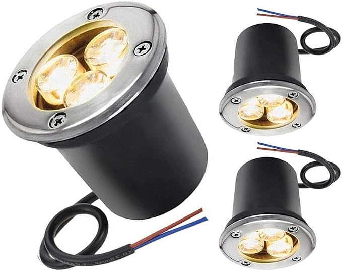 3 Pack Led Beam Light - LED Landscape Light - Outdoor Spotlights 3W In-ground Lights IP67 Waterproof Outdoor Recessed Spot Light For Deck Step Pathway Garden Driveway Lighting(Warm LightDC-12V