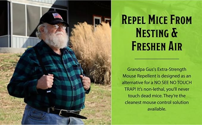 Grandpa Gus's Natural Mouse Repellent Pouches Cinnamon/Peppermint Oils Repel Mice from Nesting in Home/Cabin/Boat/Car Storage/RV/Machinery/Shed (16 Pouches)
