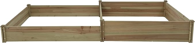 LuxenHome Wood 2 Section Raised Garden Bed 106 Inch Raised Garden Bed Fir Wood Planting Bed Solid Wood for Vegetable Flower Herbfor Outdoor Lawn Yard Patio Use