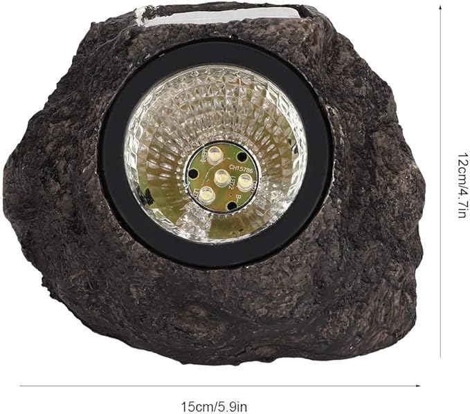 Solar Rock Light 2Pcs Small Solar Rock Lights Outdoor Solars Powered Rocks Light LED Garden Landscape Lights for Path Yard Patio Lawn Porch 4.7x5.9in