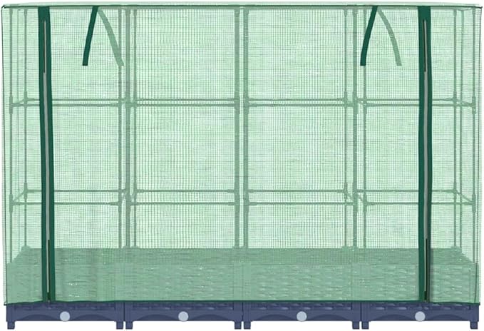 Raised Garden Bed Blue Grey PP Polypropylene 63x15.7x48.4 Inch Outdoor Vegetable Herb Flower Planter Box Durable Metal Frame