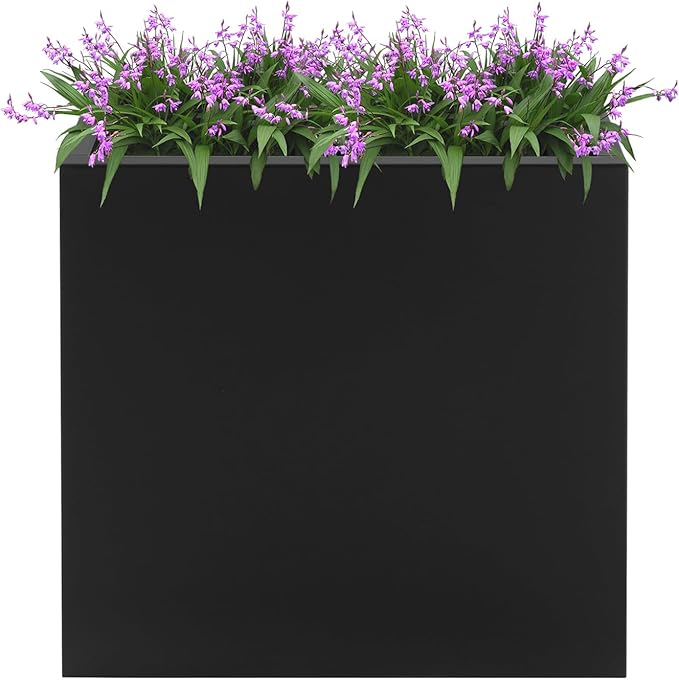 Metal Raised Garden Bed 20.5 * 10 * 22in Steel Rectangular Planter Flower Box for Indoor Outdoor Balconies Gardens Decks Patios Decks Front Porches (Black)