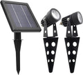 Mini 50X Twin Solar-Powered Flag Pole Light Cast Aluminium Cool White LED Spotlight 60-100 Lumen Per Light Fixture for Outdoor Garden Yard Landscape Downlight