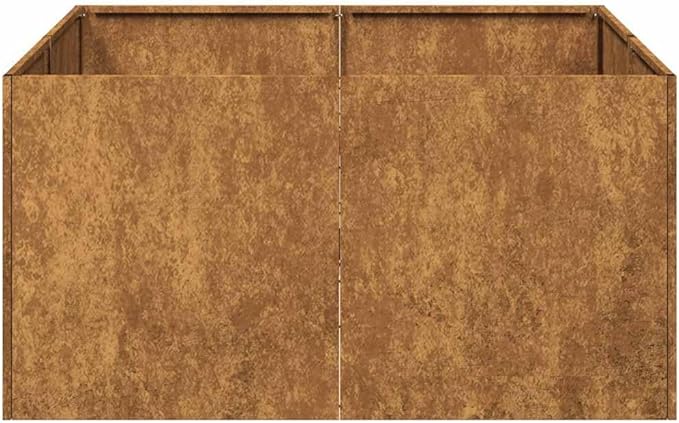 Rusty Weathering Steel Large Square Planter Box Outdoor Garden Raised Bed with Drainage 31.5x31.5x15.7 Inch Metal Garden Planter for Patio Terrace