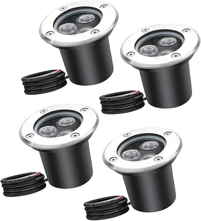 4PCS Landscape Lights - Outdoor Buried Lights IP66 Waterproof Recessed Ground Spotlight Round LED Underground Light for Garden Patio Fence Lawn Deck LandscaWhite-15W