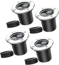 4PCS Landscape Lights - Outdoor Buried Lights IP66 Waterproof Recessed Ground Spotlight Round LED Underground Light for Garden Patio Fence Lawn Deck LandscaGreen-24W