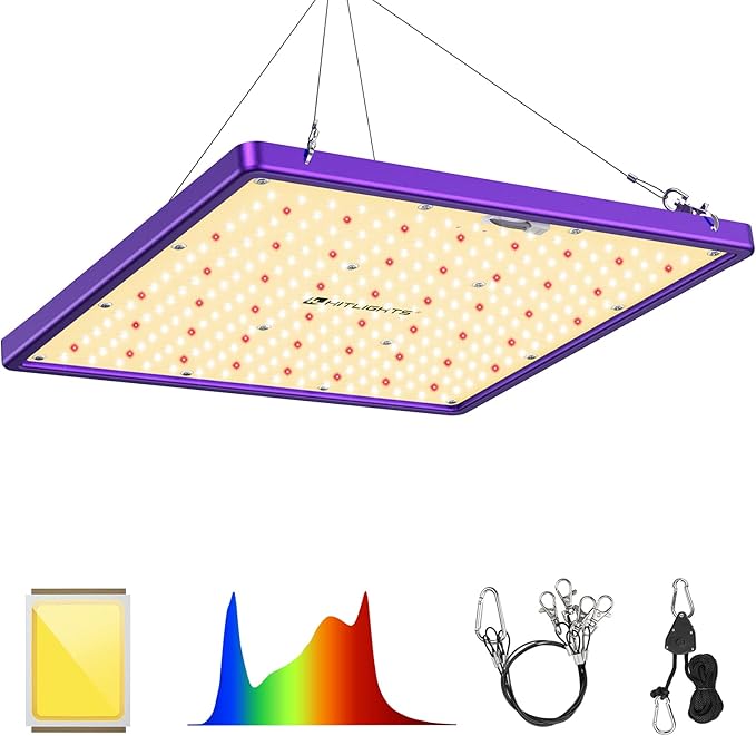 HitLight LED Grow light with 288 US Patented LEDs 2x2ft Coverage Dimmable Full Spectrum Plant Grow Lights for Indoor Plants Seeding Veg Flower Greenhouse Sunlike Growing Lamps UL-Listed Driver 120W