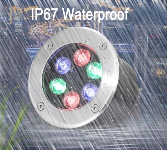 Outdoor Landscape Lights - LED Underground LightRound Ultra-Thin Spotlight IP67 Waterproof Embedded Ground Light Garden Courtyard Decorative Floor Lamp EasyRgb-15W