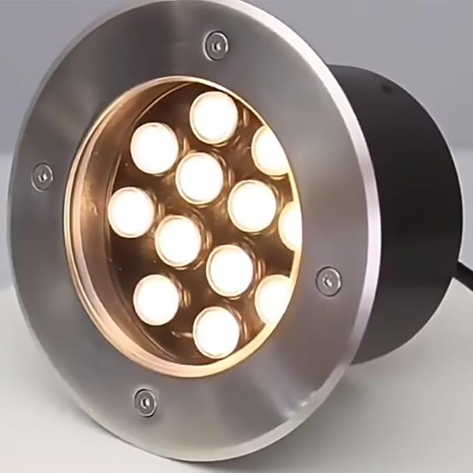 Outdoor Landscape Lights - LED Underground LightRound Ultra-Thin Spotlight IP67 Waterproof Embedded Ground Light Garden Courtyard Decorative Floor Lamp EasyGreen-3W