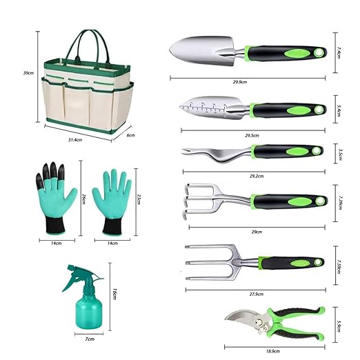 FAMILY'S BACKYARD Gardening Tools Set9 pcs Gardening Gifts for Women and ManGardening Hand Tools Garden ToolsHeavy Duty and Lightweight Aluminium Alloy Tools with Ergonomic Handle.