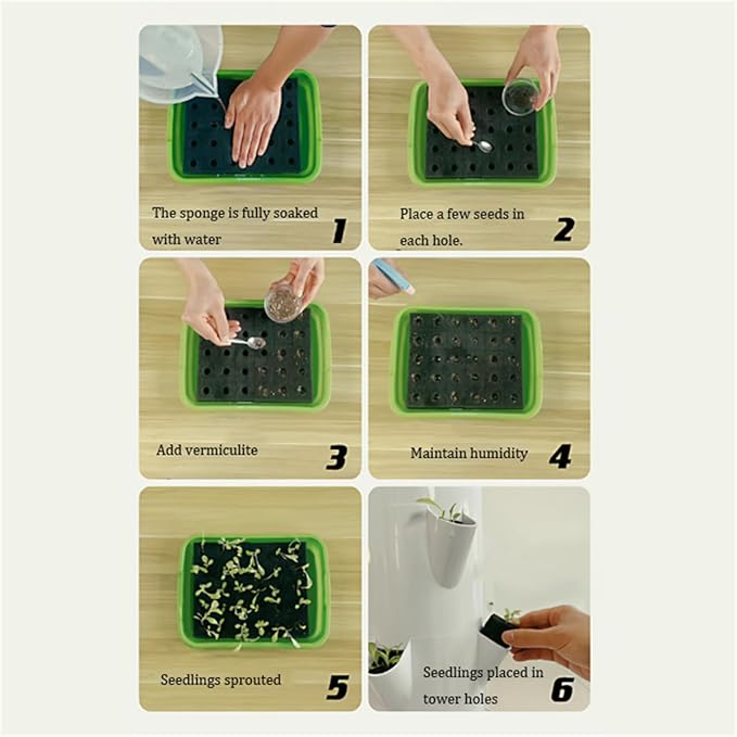 Hydroponics Tower Indoor Growing System Vertical Hydroponic Vegetable Growing Machine with Pump And Movable Water Tank Garden Planter Indoor Smart Garden Kitfor Both Indoor And Outdoor28 holes